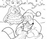 Coloriage Dora, Chipeur et le père Noël