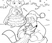 Coloriage Dora, Chipeur et le p&egrave;re No&euml;l