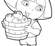 Coloriage Dora collecte des pommes