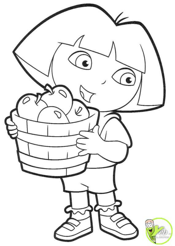 Coloriage et dessins gratuits Dora collecte des pommes à imprimer