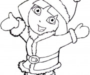 Coloriage Dora en hiver