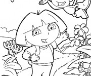 Coloriage Dora en nature