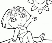 Coloriage Dora en plage