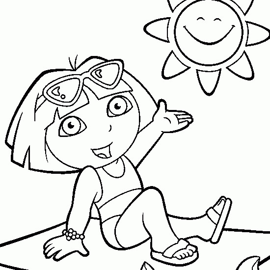 Coloriage et dessins gratuits Dora en plage à imprimer