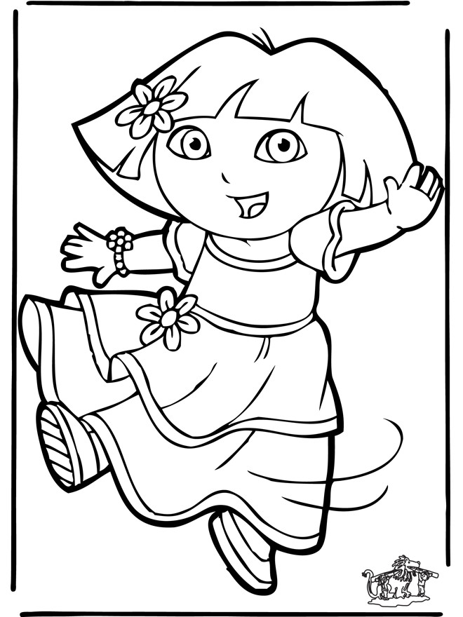 Coloriage Dora En Robe Dessin Animé Dessin Gratuit à Imprimer