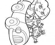 Coloriage Dora en voiture