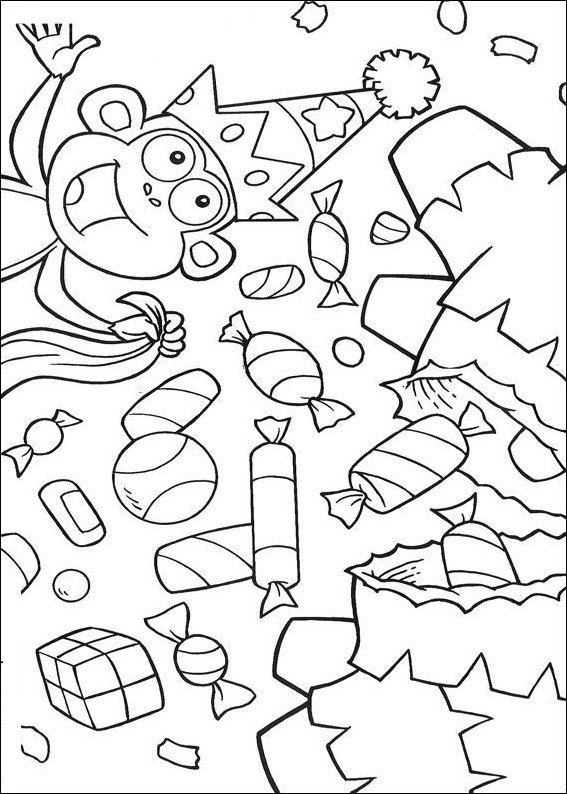 Coloriage et dessins gratuits Dora et Babouche aiment les bonbons à imprimer