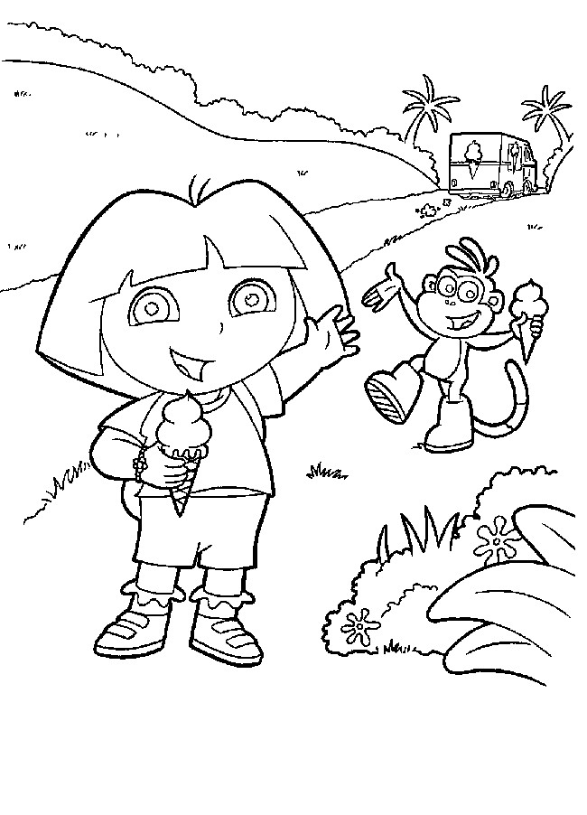 Coloriage et dessins gratuits Dora et Babouche mangent de la glace à imprimer