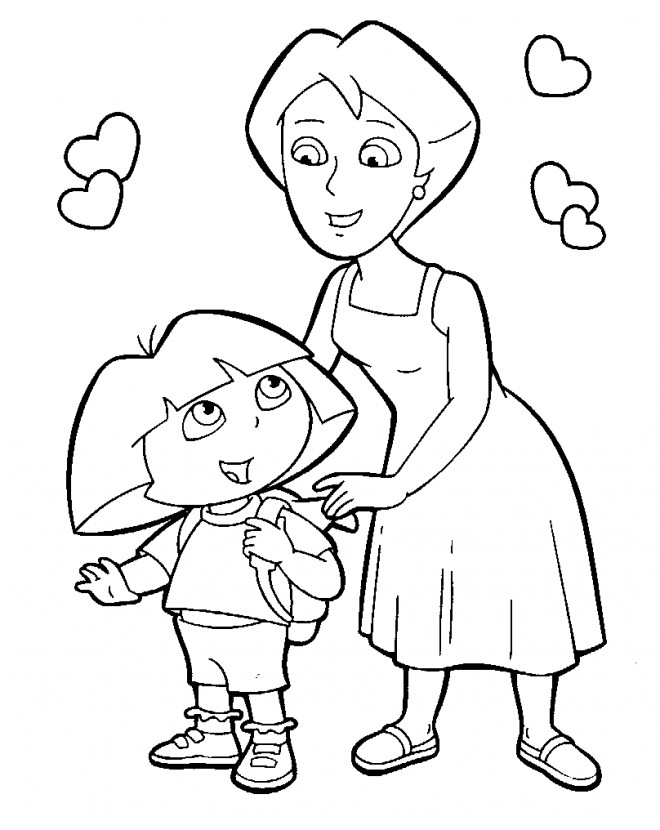 Coloriage et dessins gratuits Dora et sa mère à imprimer