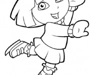 Coloriage Dora fait du ski