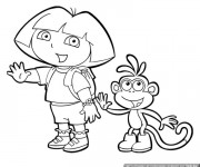 Coloriage Dora  fait un signe d'adieu