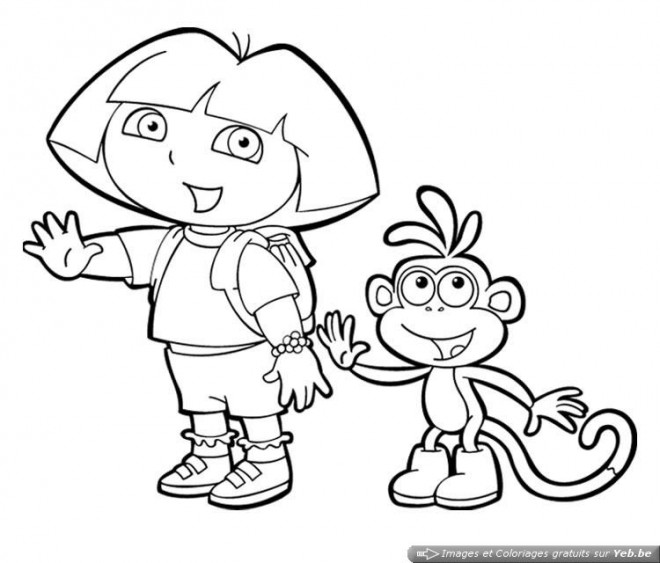 Coloriage et dessins gratuits Dora  fait un signe d'adieu à imprimer