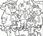 Coloriage Dora jouent avec ses amis
