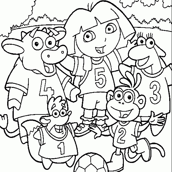 Coloriage et dessins gratuits Dora jouent avec ses amis à imprimer