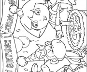 Coloriage Dora l'anniversaire