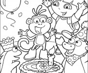 Coloriage Dora L'anniversaire de Babouche