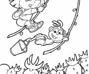 Coloriage Dora l'aventuri&egrave;re et babouche