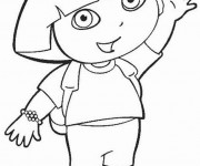 Coloriage Dora salut en ligne