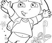Coloriage Dora saute de joie