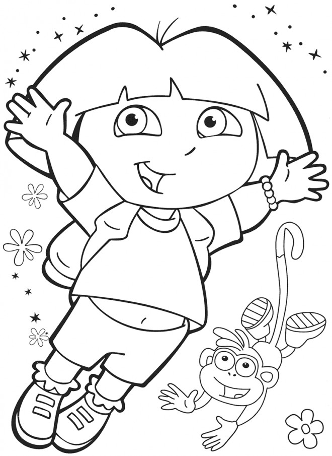 Coloriage et dessins gratuits Dora saute de joie à imprimer