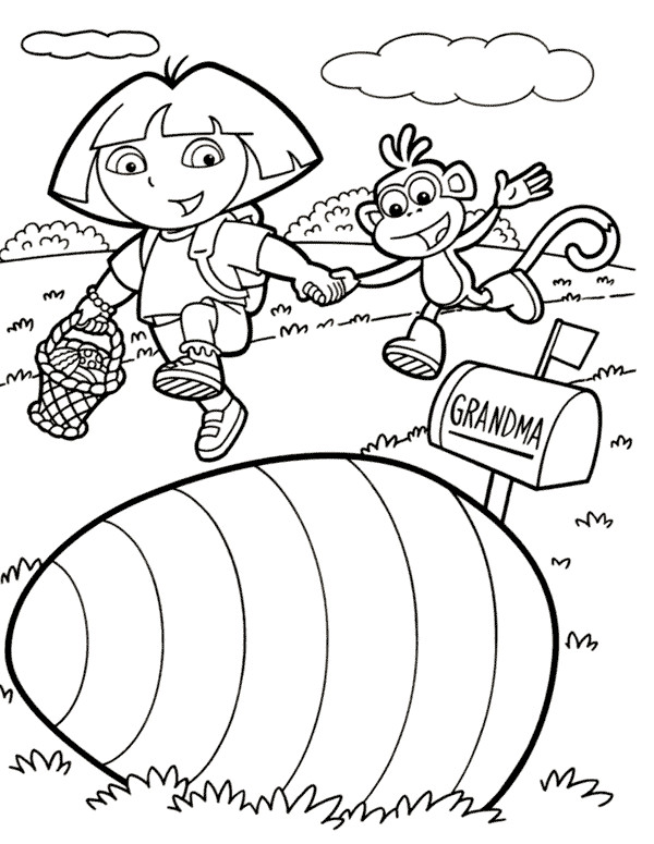 Coloriage et dessins gratuits Dora  se promène avec Babouche à imprimer