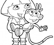 Coloriage Dora tient Babouche en main