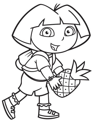 Coloriage et dessins gratuits Dora tient une ananas à imprimer