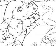 Coloriage Dora trouve une tente de cirque