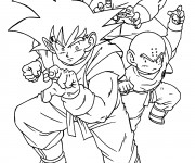 Coloriage et dessins gratuit Dragon Ball Z  Gohen et ses amis à imprimer