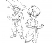 Coloriage et dessins gratuit Dragon Ball Z Son et Trunks à imprimer