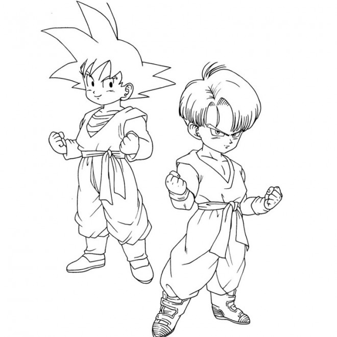 Coloriage Dragon Ball Z Son et Trunks  dessin  gratuit   