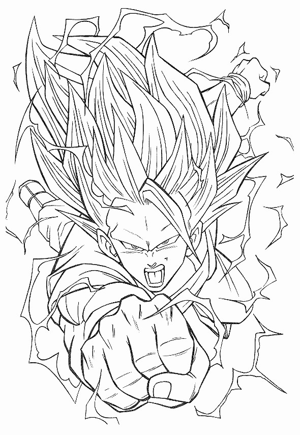 Coloriage Dragon Ball Z Songoku dessin gratuit à imprimer