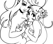 Coloriage deux elfes mignonnes