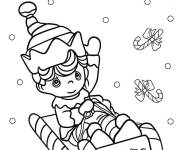 Coloriage Elfe chevauchant une canne
