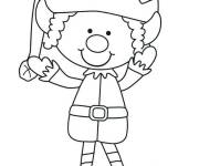 Coloriage Elfe de No&euml;l souriant