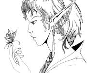 Coloriage Elfe et papillon adulte