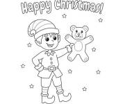 Coloriage Elfe et peluche pendant le no&euml;l