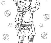 Coloriage Elfe joue du tambour