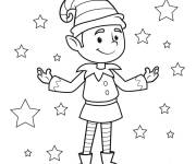 Coloriage Elfe souriant parmi les &eacute;toiles