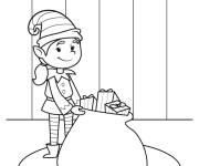 Coloriage Elfe souriante vous apporte les cadeaux