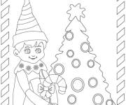 Coloriage Elfe sur le thème de Noel