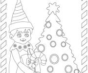 Coloriage Elfe sur le th&egrave;me de Noel