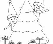 Coloriage Elfes sur le th&egrave;me de Noel