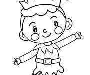 Coloriage Le tout petit elfe heureux