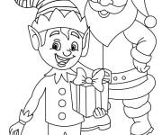 Coloriage Lutin avec le p&egrave;re Noel