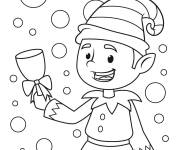 Coloriage Lutin de Noel sonne la cloche