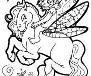Coloriage Un elfe sur la licorne