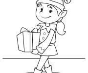Coloriage Une Elfe mignonne vous apporte un cadeau