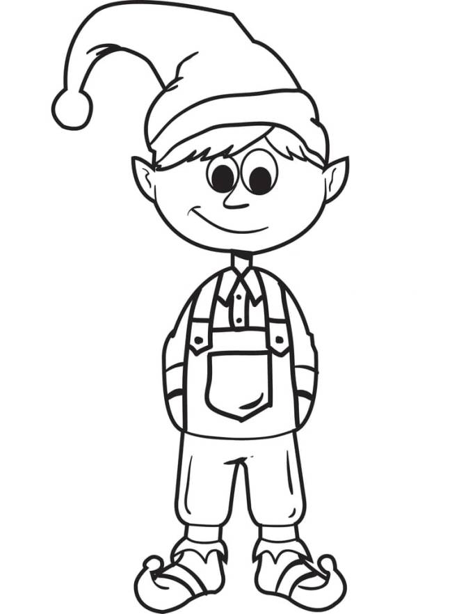 Coloriage Voici le lutin de Noel dessin gratuit à imprimer