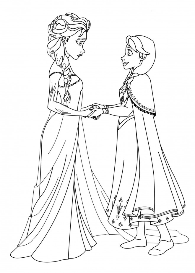 Coloriage Elsa Et Anna Film La Reine Des Neiges Dessin